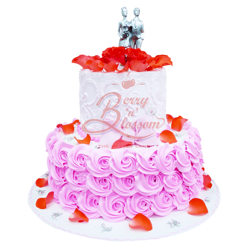 BNB W088 - 3kg Pinky Choco Wedding Cake - Berry n Blossom